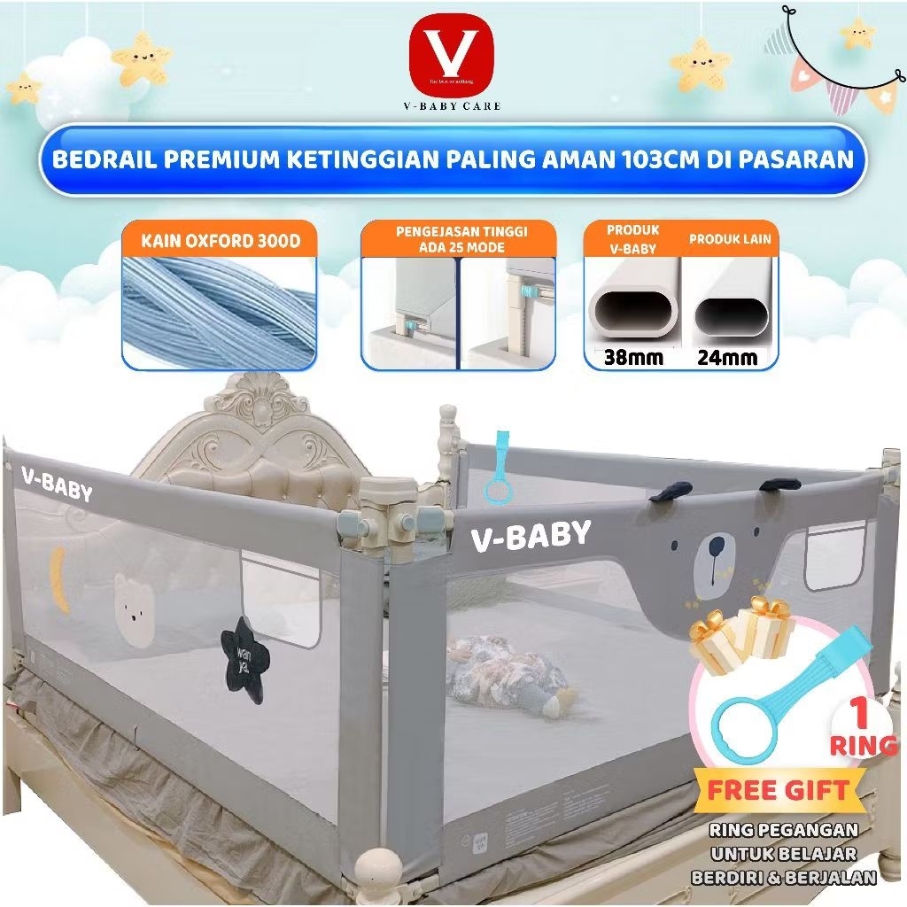 V-BABYCARE - Baby Bedrail / Pagar Pengaman Kasur