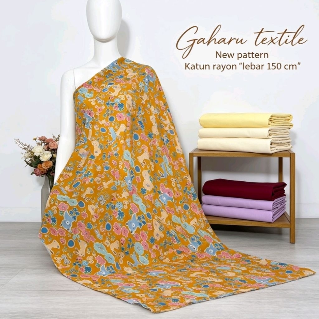 kain katun rayon premium - kain katun rayon meteran - rayon motif
