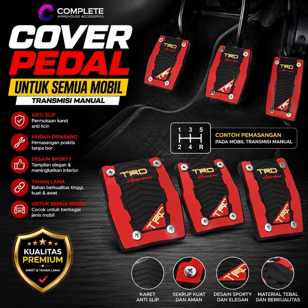 PEDAL GAS MOBIL 1 SET MANUAL | COVER PEDAL MOBIL | VARIASI PEDAL GAS TRD