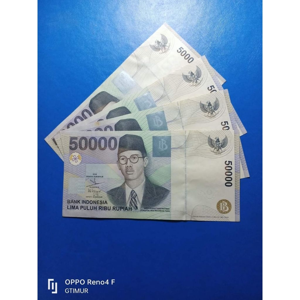 Uang Kuno 50000 Rupiah WR Supratman 1999 UNC/GRESS