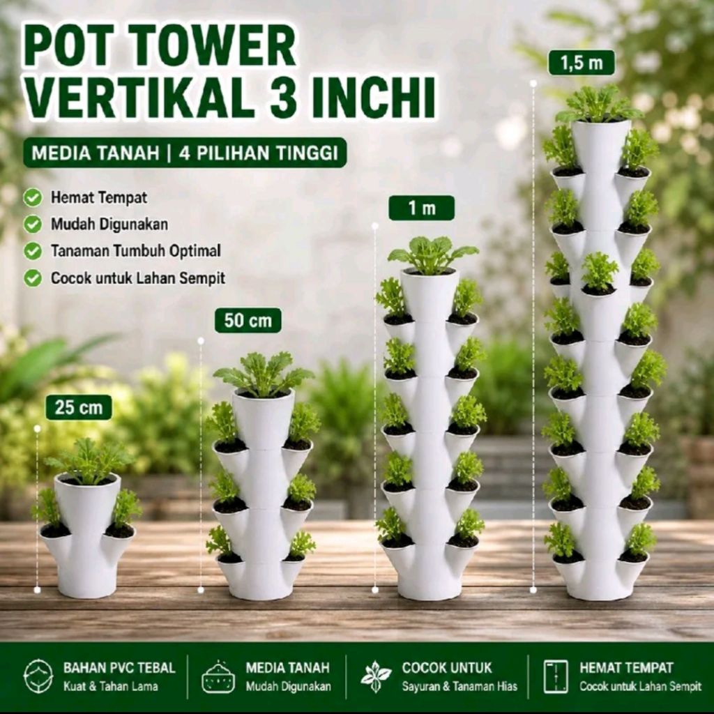 pot tower vertikal pot bunga pot hidroponik pot horizontal pot pipa paralon 3in