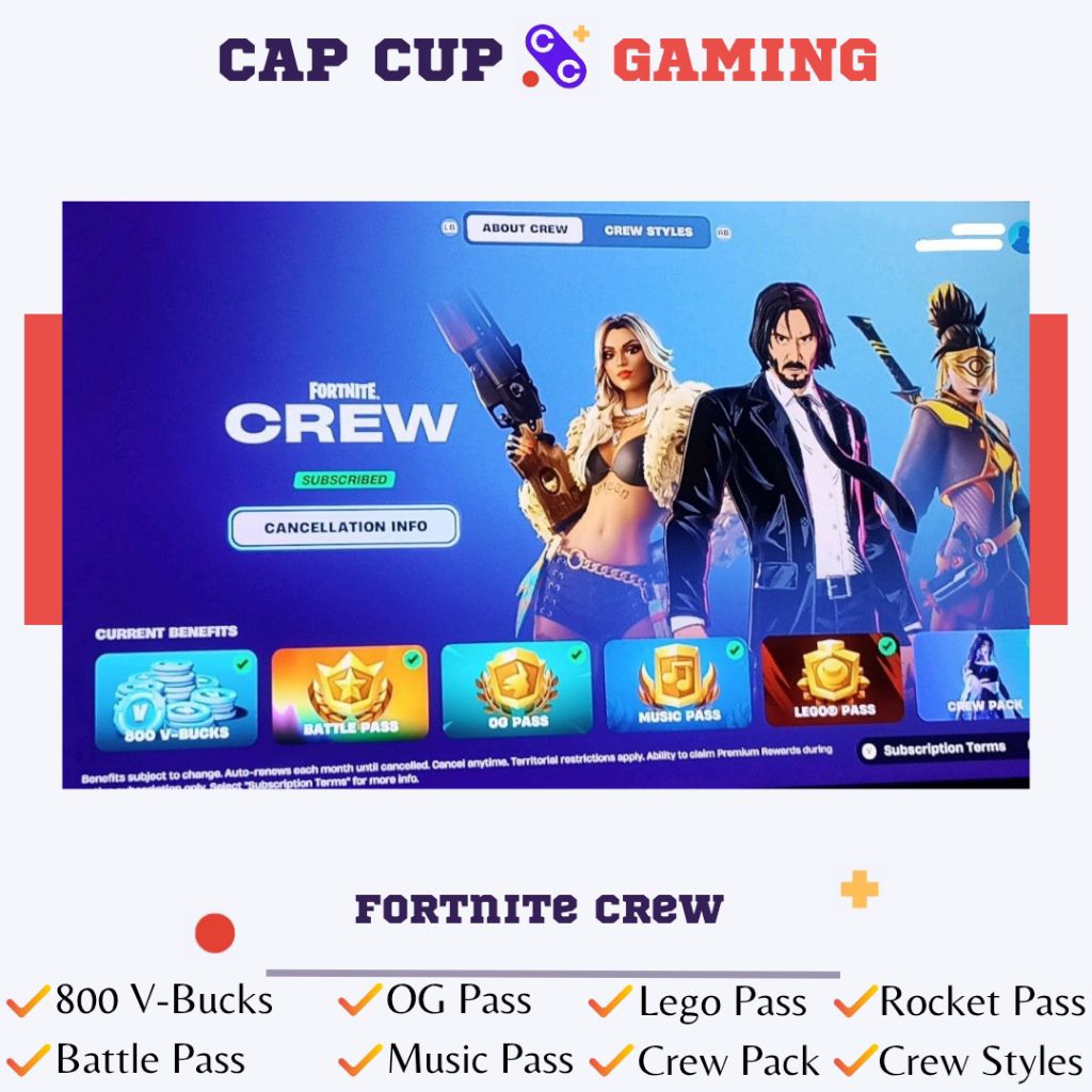 [Cap Cup Store] (Subscription) Fortnite Crew 1 Bulan for Epic - Xbox - Nintendo Switch - Playstation