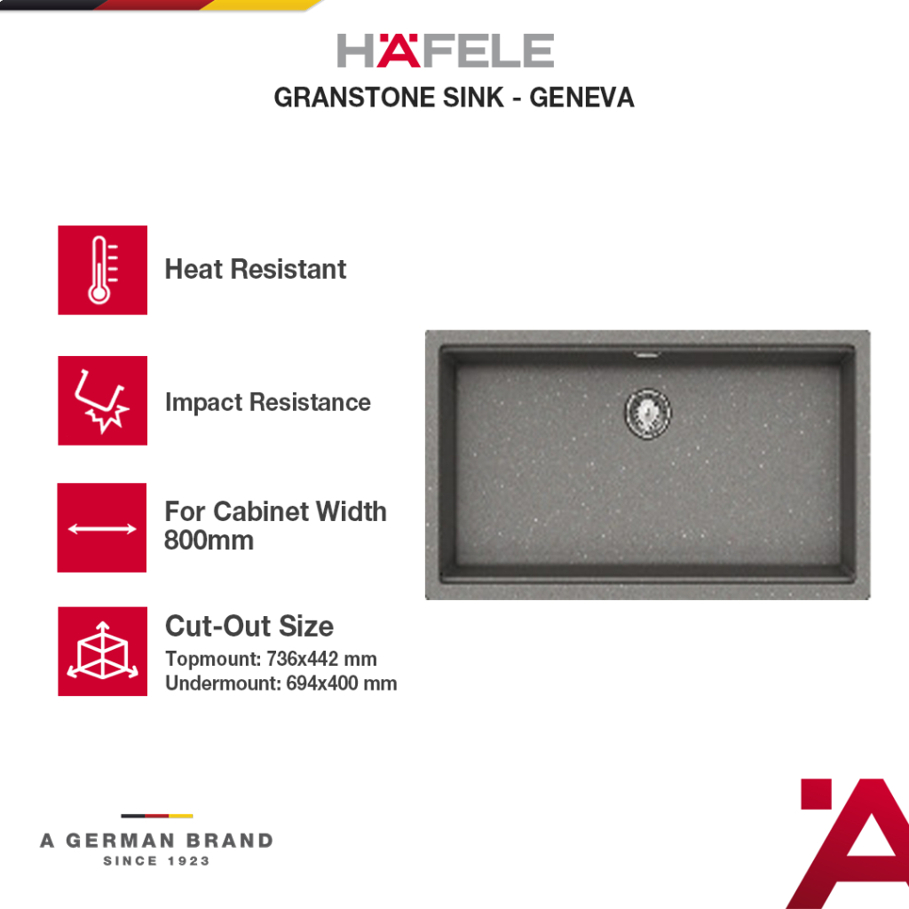 Hafele Kitchen Granite Sink Ganeva Abu  Bak Cuci Piring Washtafel Granit 1 Bowl Granit Quartz Tahan 