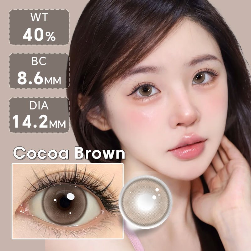 New Style Mysticeyes Softlens Cocoa Brown Normal Colored Lenses 14.2MM Sepasang Soflen 6Bulan