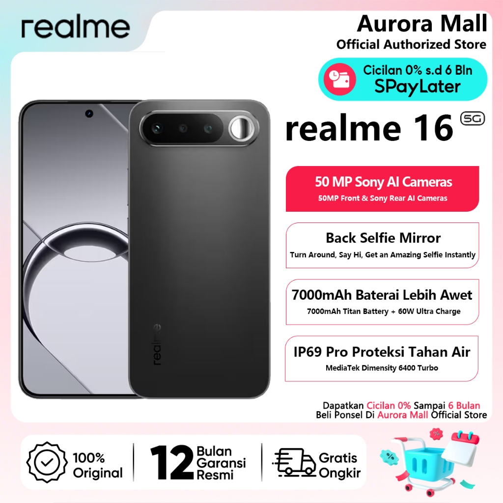 realme 16 5G (8/256GB)(12/256GB) - Garansi Resmi Indonesia Hp Android Terbaru 2026 Handphone COD