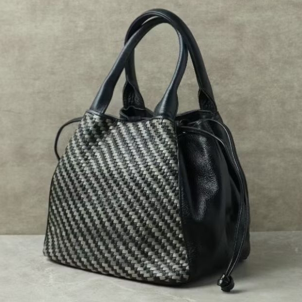 ALS-202 Two Nine Two Woven Bag Drawstring Hitam Cream Tas Harian