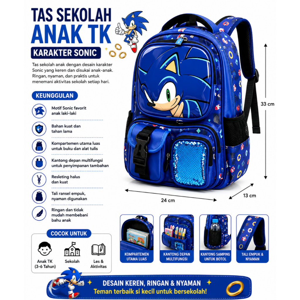 Tas Ransel Anak TK Minecraft Creeper 3D Timbul – Backpack Sekolah Anak Cowok 13 Inch Premium