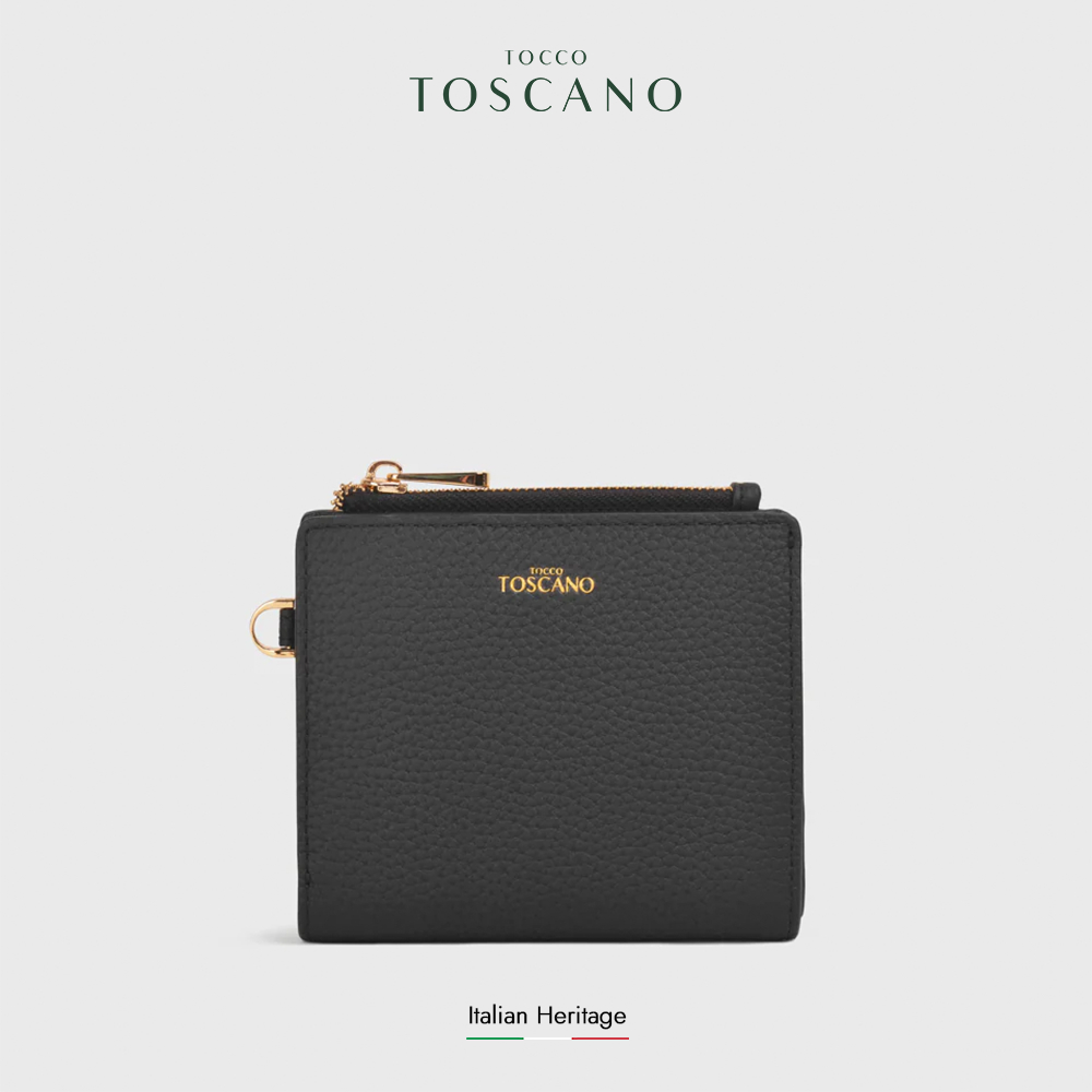 Tocco Toscano Aimee Bifold Wallet - Dompet Wanita Kulit Sapi Asli (Black)