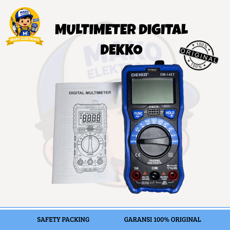MULTIMETER DIGITAL DEKKO DM-148T MULTITESTER AVOMETER DIGITAL MULTI TESTER DM 148T +BATTERAI