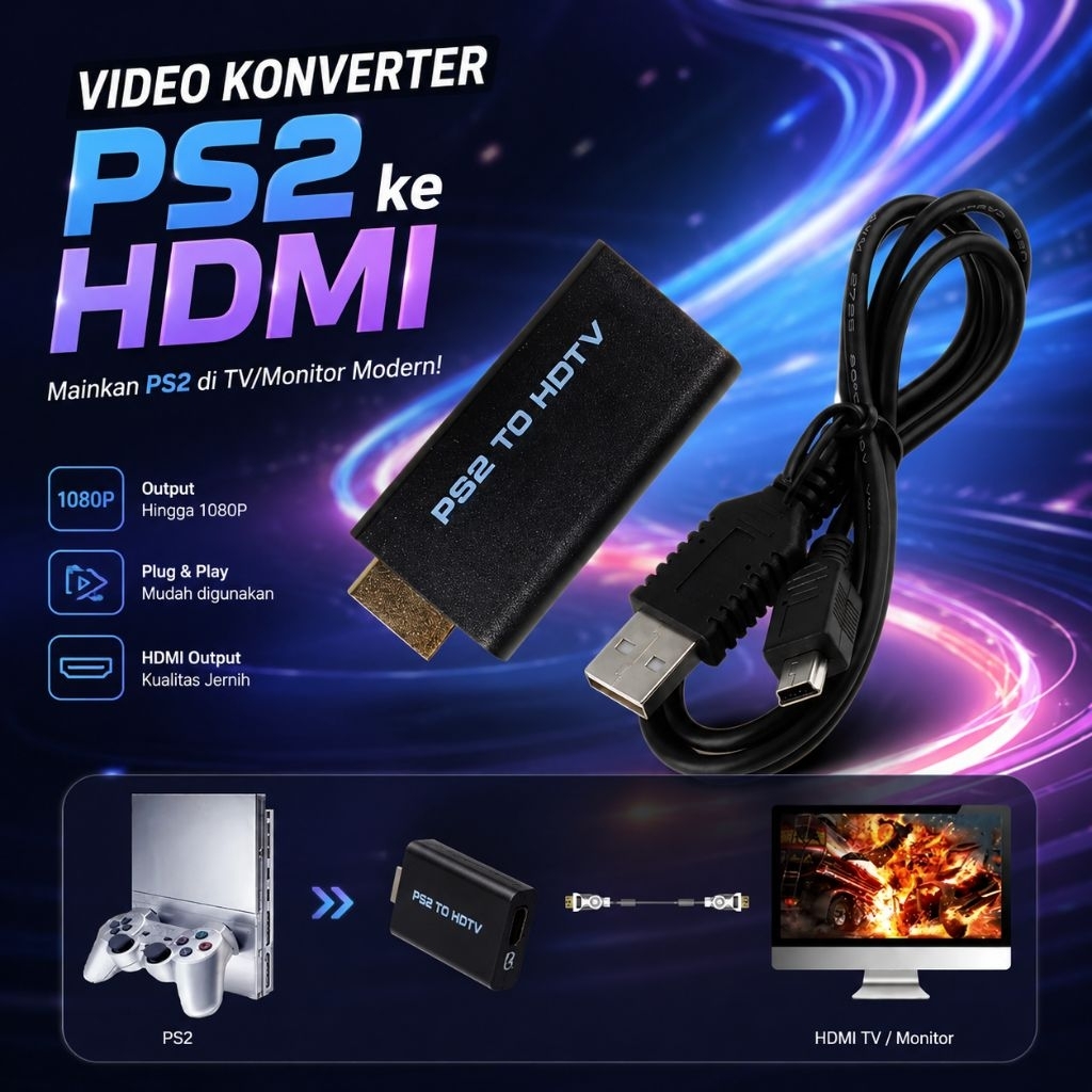 Converter hdmi to Ps2 to hdtv Kabel ps2 paket converter ps hdmi kabel listrik PS2 to HDTV Audio Vide
