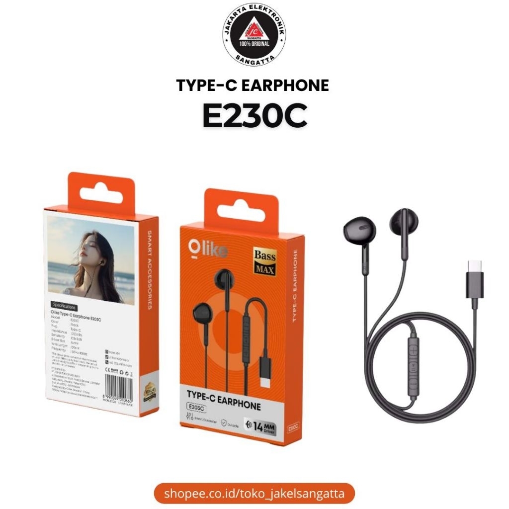 Type C Earphone TYPE-C EARPHONE E230C OLIKE