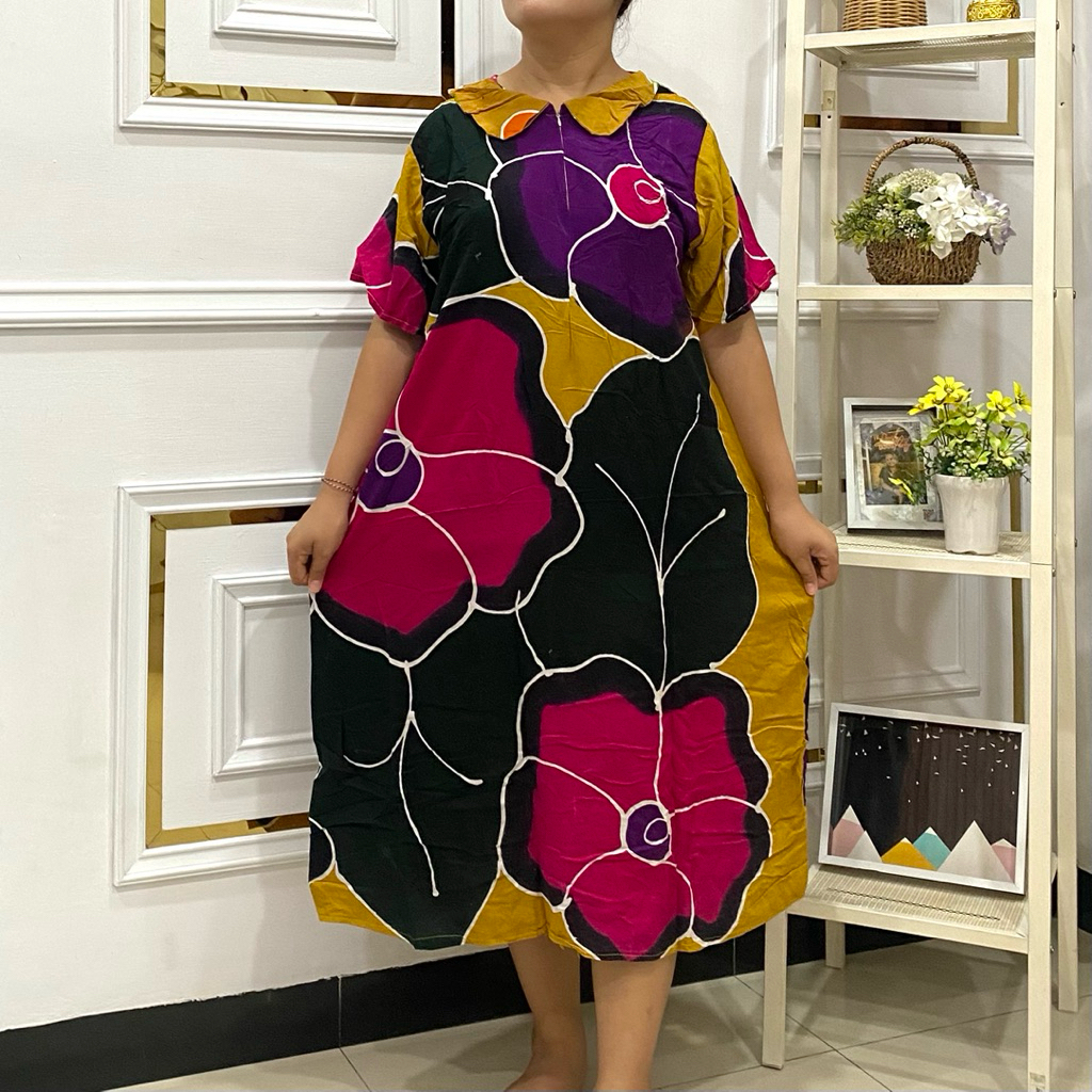 (D3) Daster Batik Cetak Kerah Resleting
