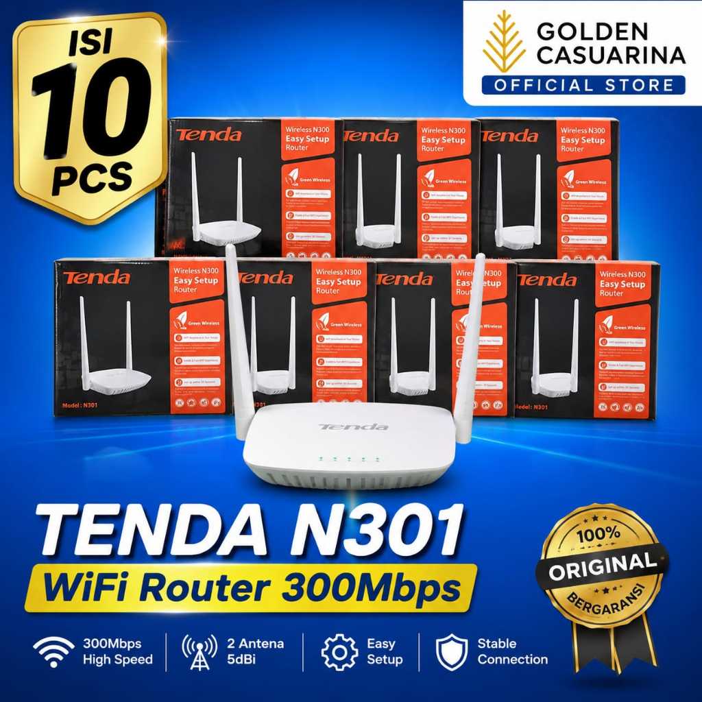 ( 10 Pcs ) Router Wifi Modem Tenda N301 F3  Wireless 300Mbps Penguat Jarak Jauh ( 10 Pcs )