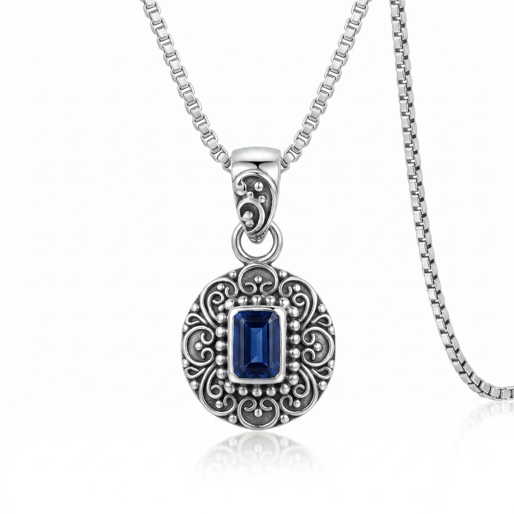 Liontin perak 925 dengan permata kyanite | Pendant silver 925 with natural kyanite stone | Naryana s