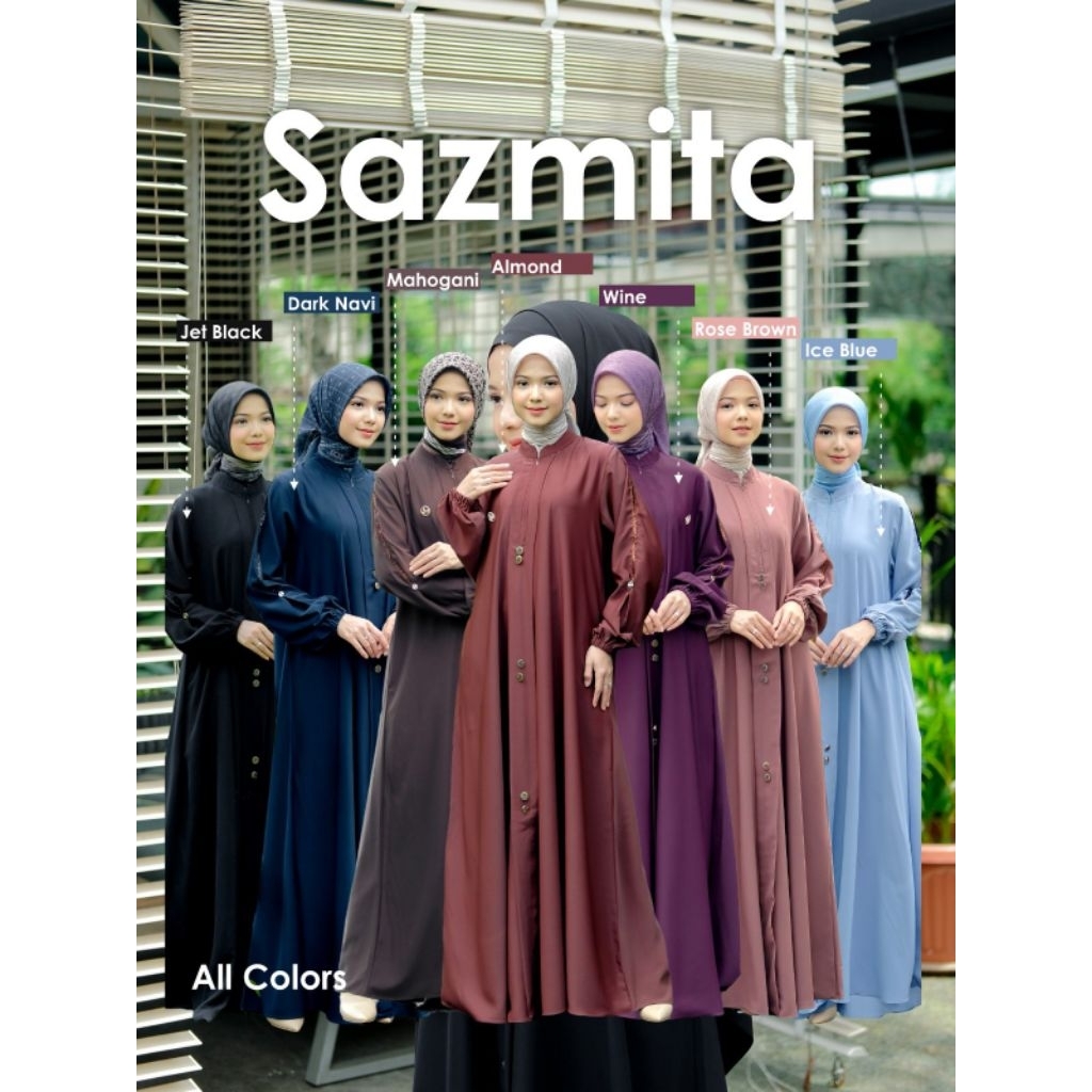 Po‼️ Afsheen Gamis Sazmita Remaja Dewasa Jatuh Lembut Ringan Xs - 3xl Cutting Abaya Premium /Terbata