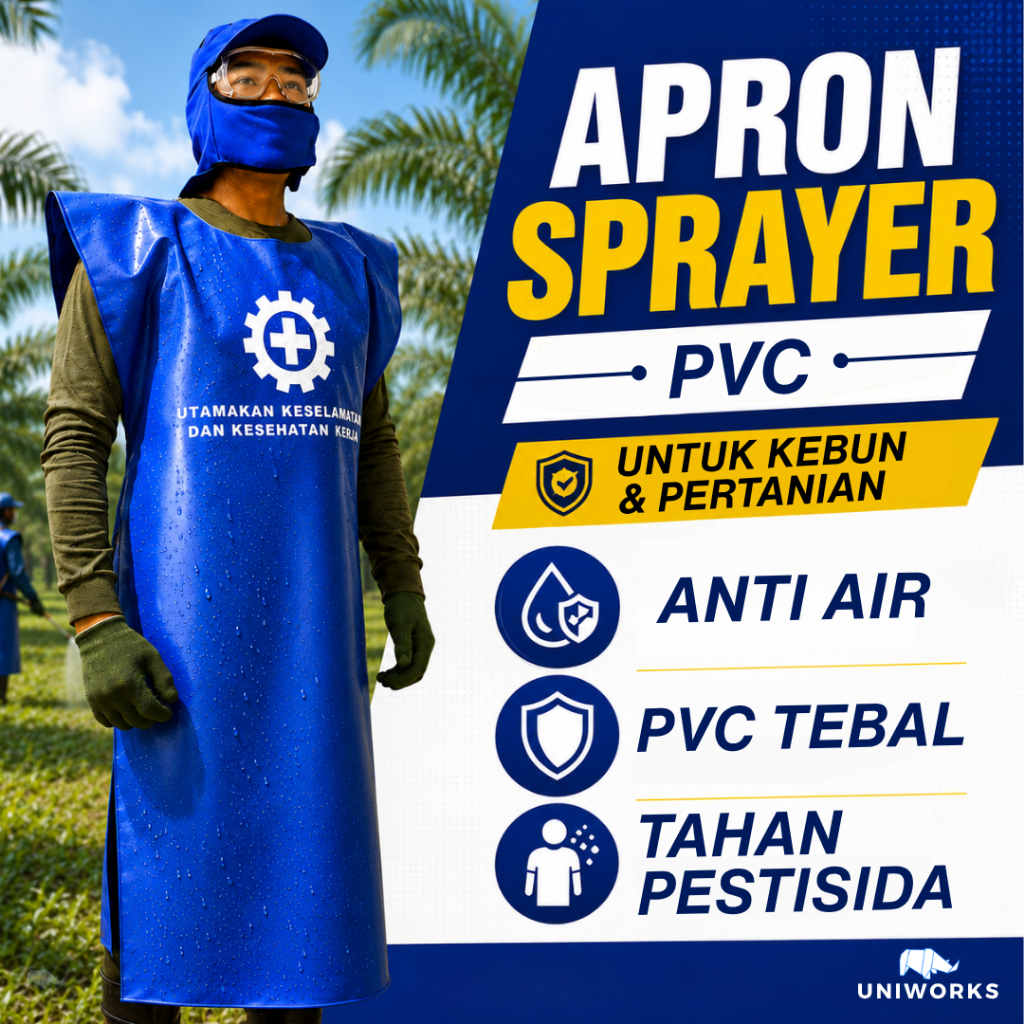 UNIWORKS Celemek APD Sprayer PVC Anti Air Waterproof Ponco Semprot Pestisida Sawit