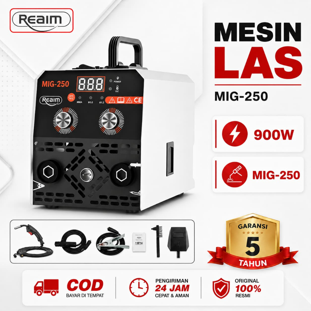 REAIM Mesin Las Inverte 900 Watt MIG-250 Mesin trafo las Welding Machine Portable Welding Tools