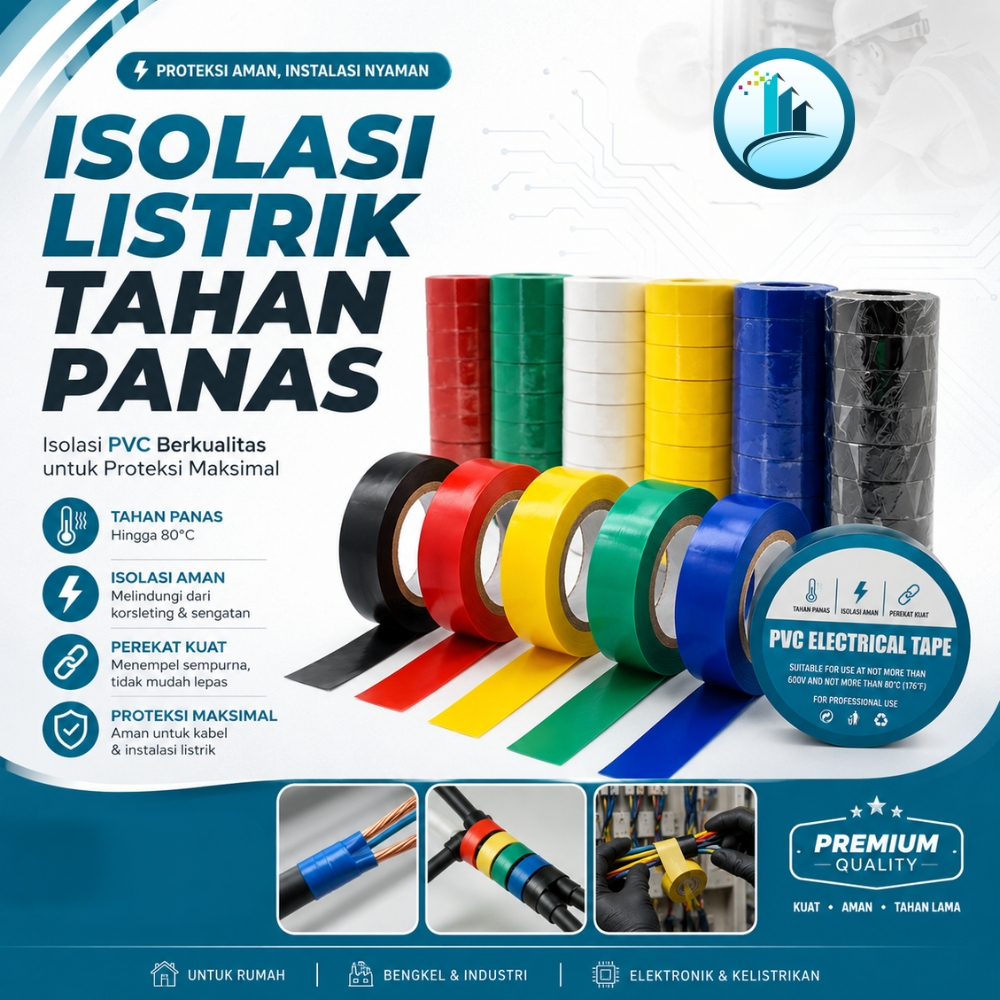 Isolasi Listrik pvc Lentur Daya Rekat Kuat Kabel Perbaikan Instalasi kabel Anti Api Tahan Panas