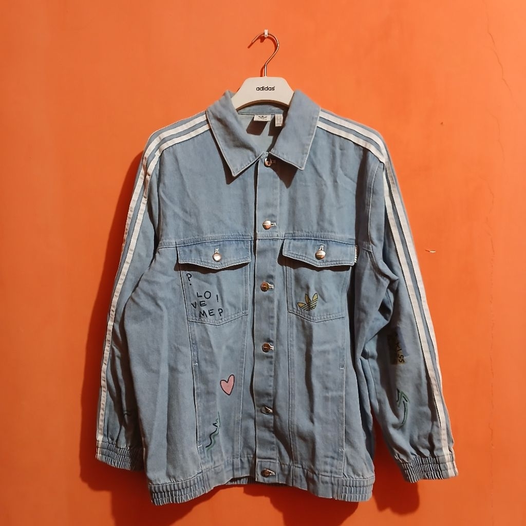 adidas x fiorucci denim jacket (size XL) BEKAS