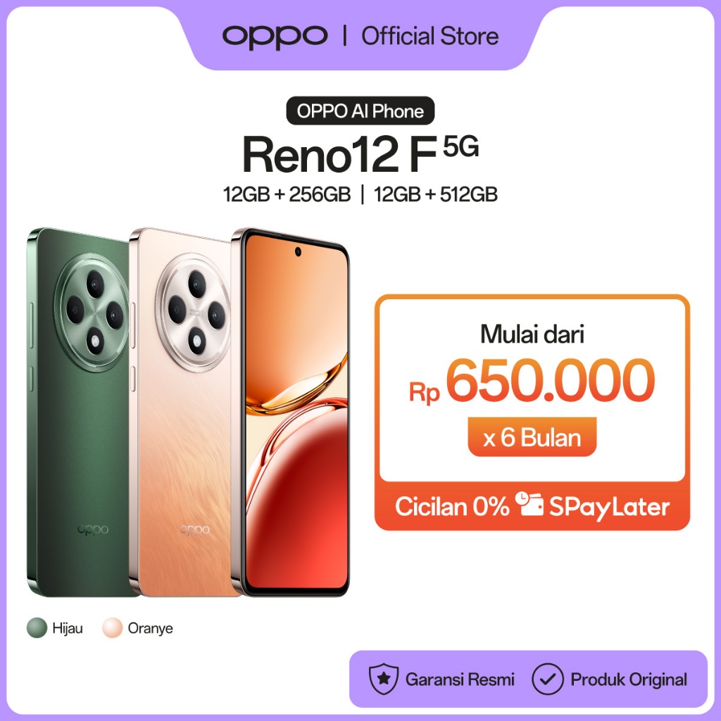OPPO Reno12 F 5G 12GB+256GB/512GB [AI Potrait Expert, All-Round Armour, Dimensity 6300, 45W SUPERVOO