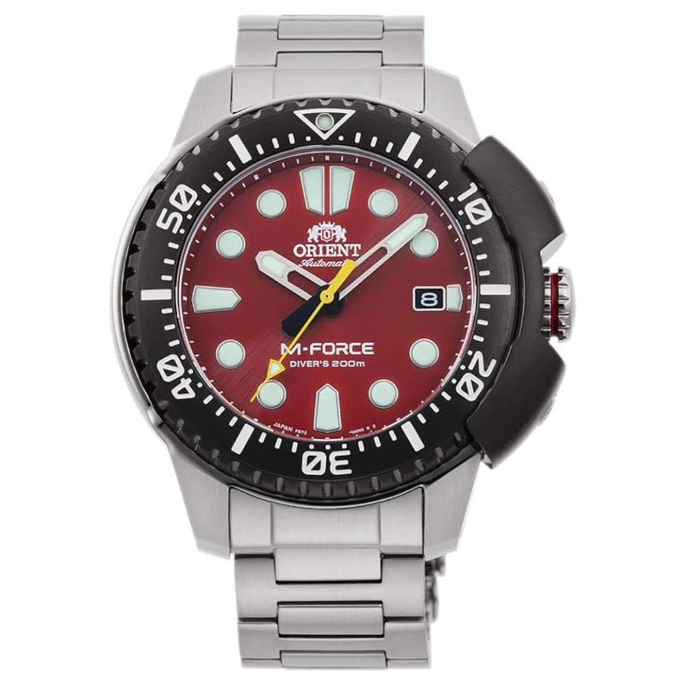 Original 100% Jam Tangan Pria ORIENT M-Force RA-AC0L02R Automatic Men Red Dial Stainless Steel Strap