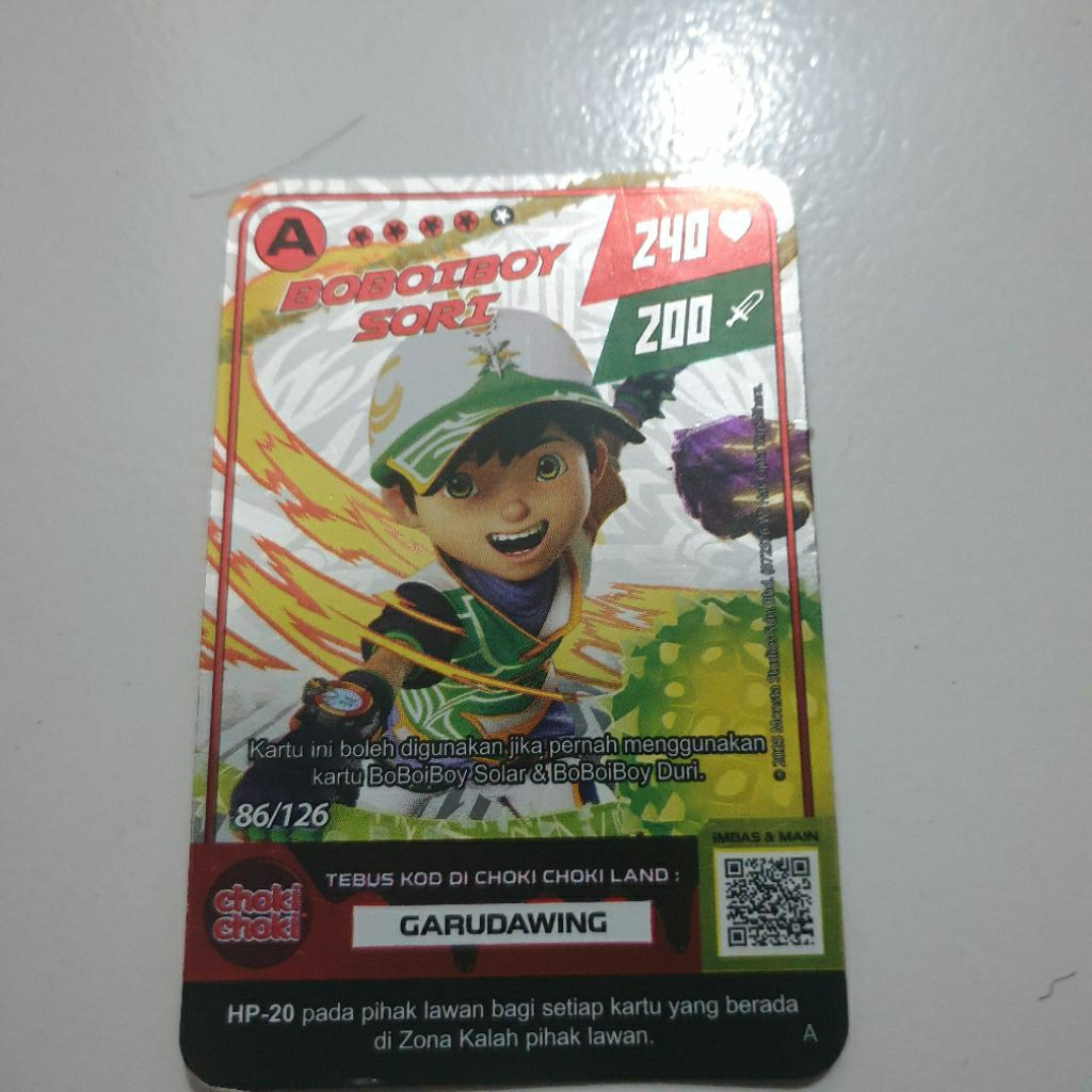 kartu boboiboy sori