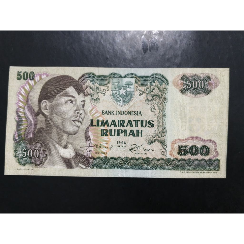 UANG KUNO 500 RUPIAH SUDIRMAN TAHUN 1968 NOMOR URUT BAGUS