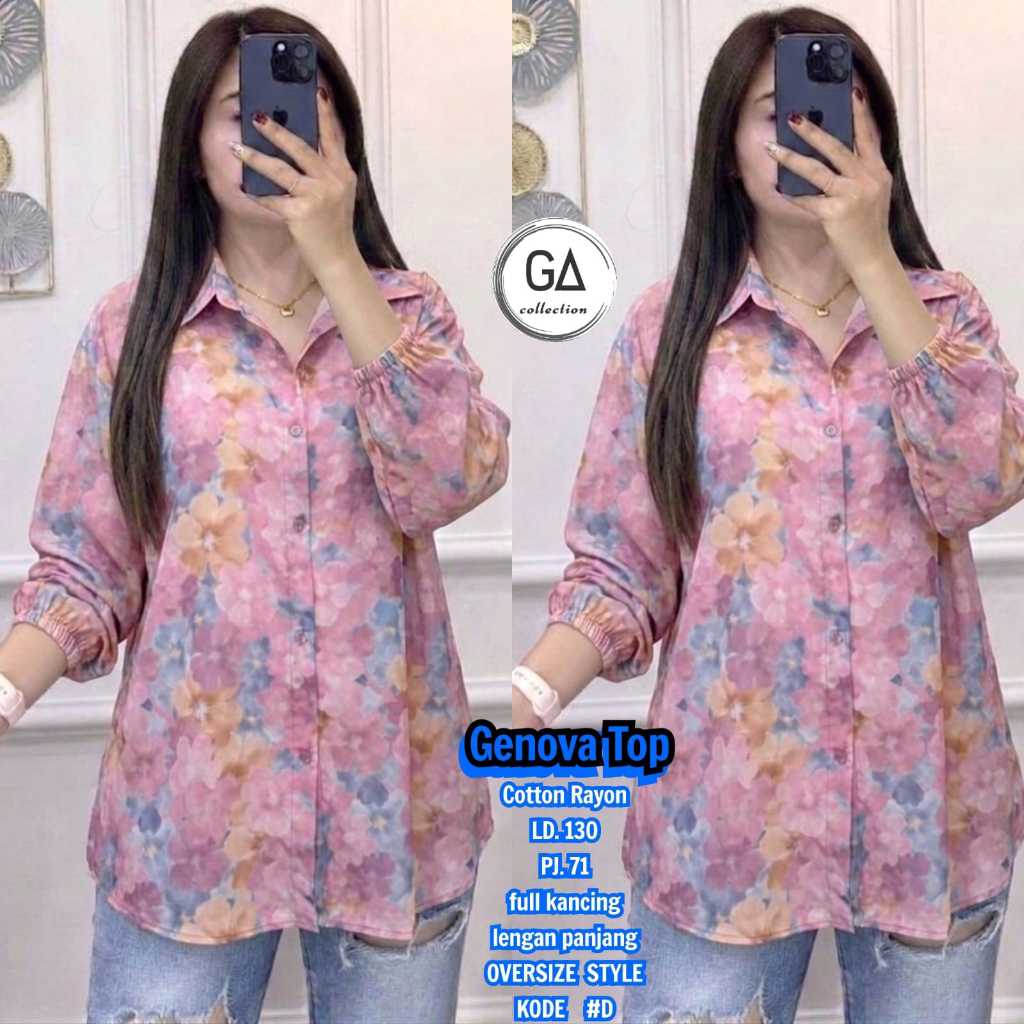 GEVONA ATASAN WANITA JUMBO LD 130 MOTIF TERBARU BLOUSE KATUN RAYON LENGAN KERUT SIZE XXXL