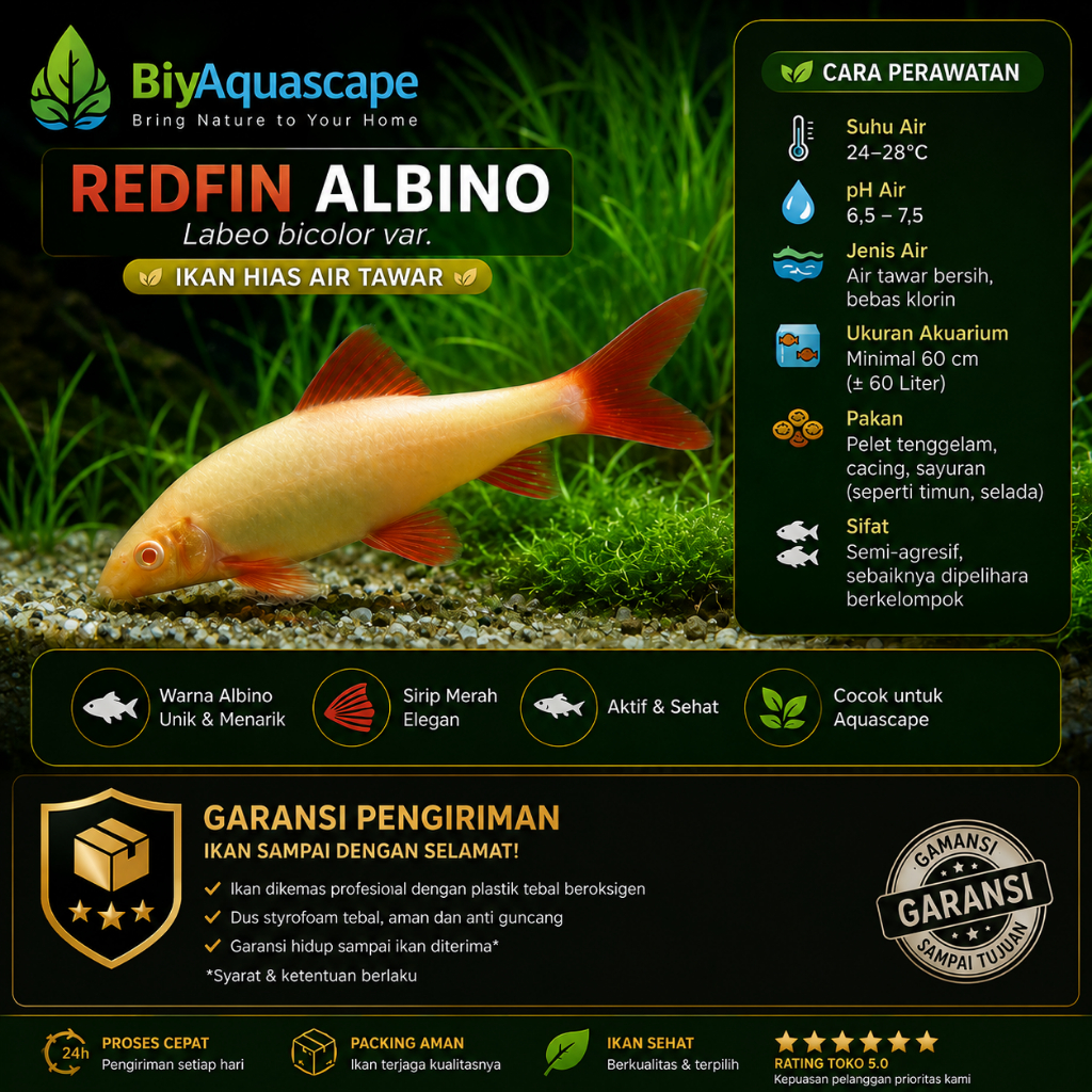 IKAN HIAS AQUASCAPE PEMAKAN LUMUT / IKAN HIAS AQUASCAPE ALGAETER | REDFIN ALBINO | REDFIN HITAM | RE