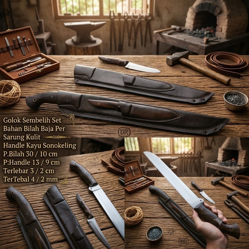 Golok Sembelih Set Premium Perkakas Masak Dapur Kayu Sonokeling Eksklusif