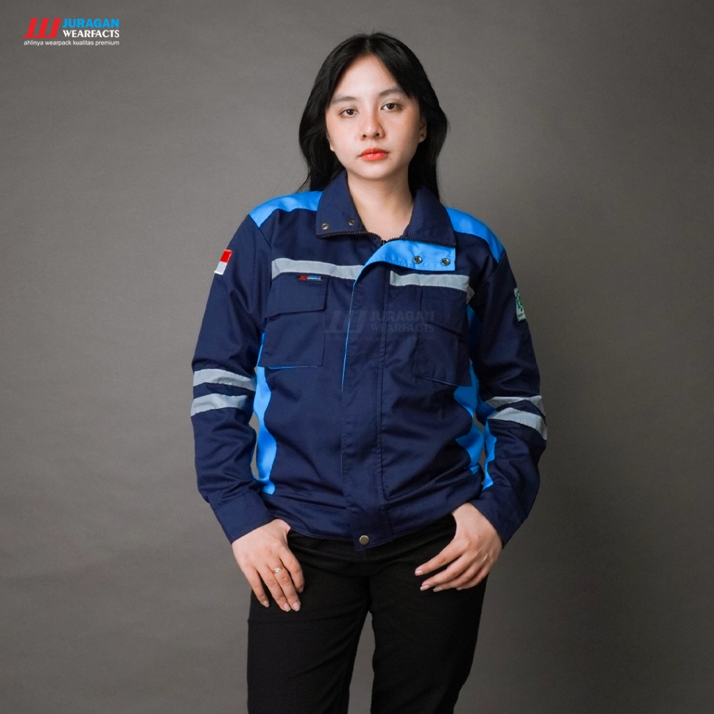 Juragan Wearfacts - Wearpack Atasan Semijaket Warna Biru Tosca Kombinasi Biru Navy