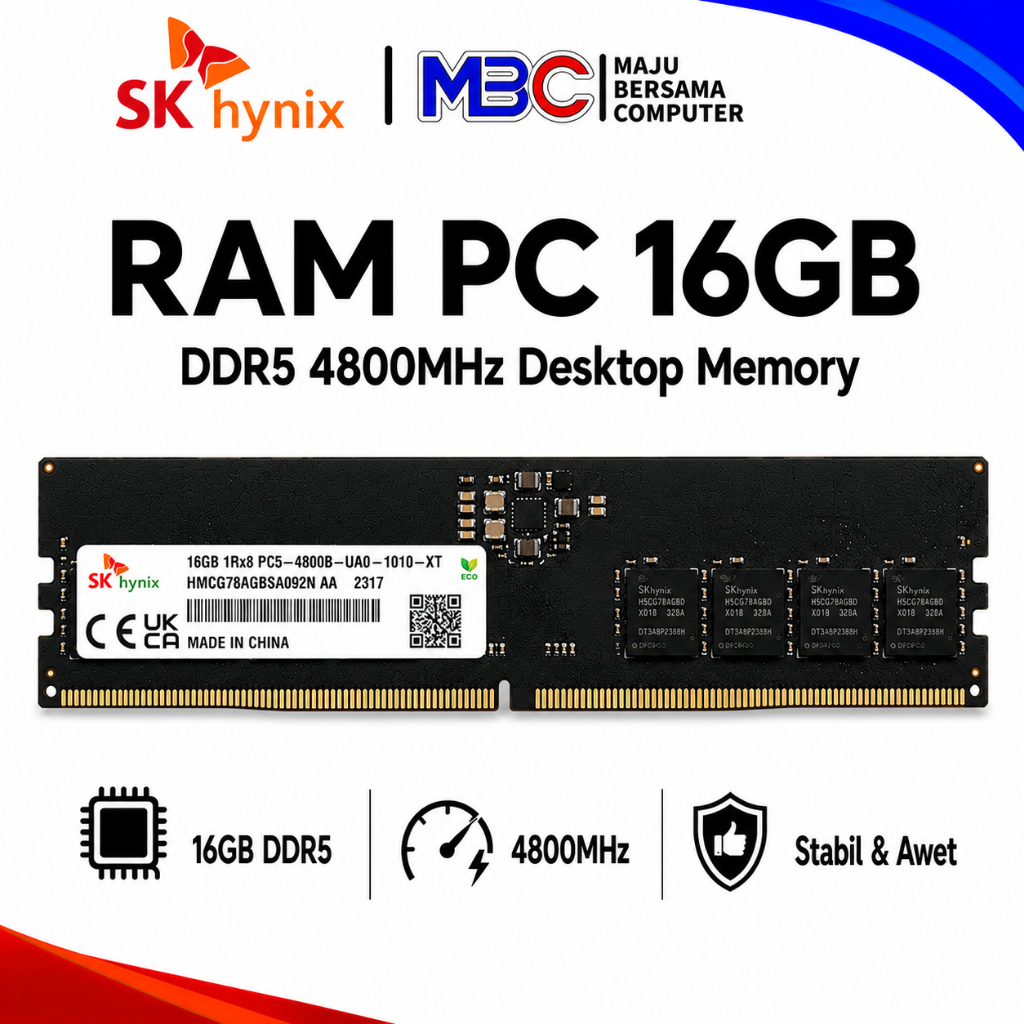 SKHYNIX RAM PC DDR5 16GB 4800  GAMING RAM KOMPUTER DDR5 16GB - LONGDIM