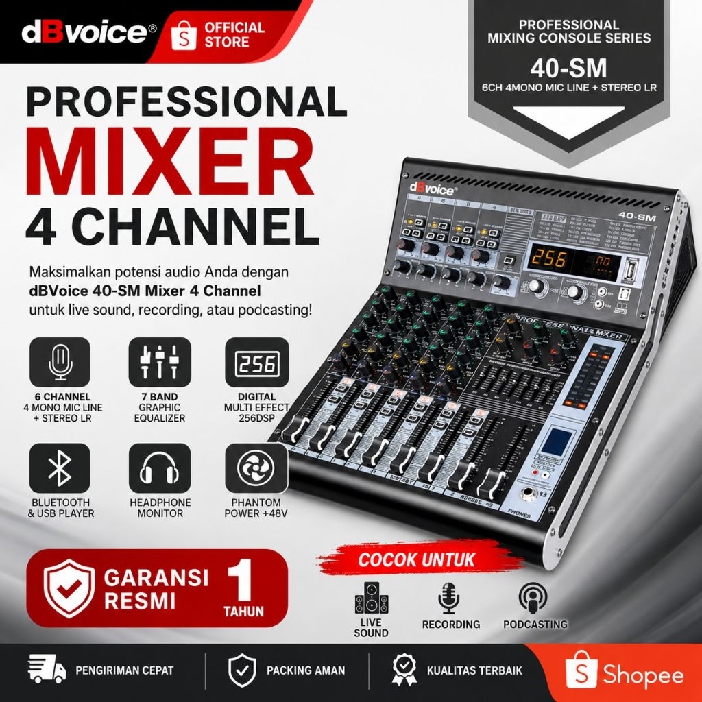 Terbaru Professional Mixer Analog 256dsp 4Channel Model 40-SM Original dBvoice