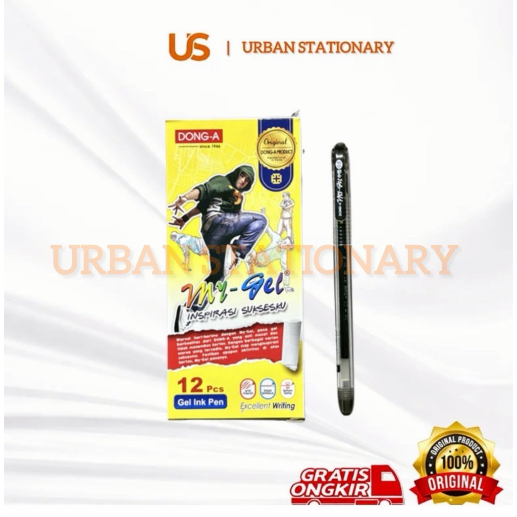 Pen My Gel Dong A Gel 0.5mm Hitam Pulpen My Gel PER LUSIN