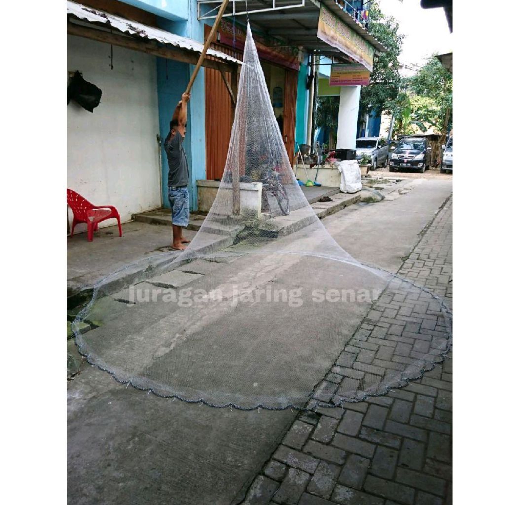 Jala ikan, jala lempar 3 meter bahan senar siap pakai, jala udang,  jala sungai, jala kali