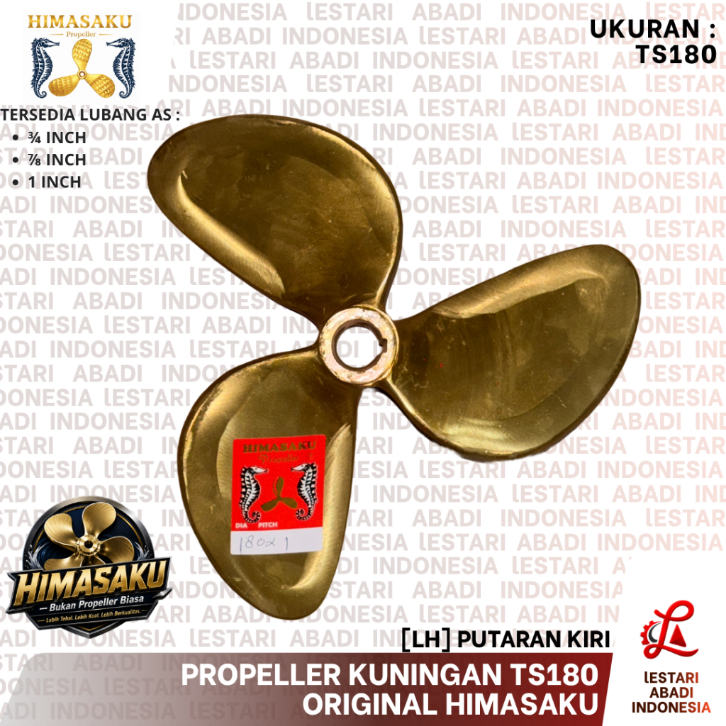 180" KIPAS PERAHU BALING BALING KAPAL PROPELLER KUNINGAN LH PUTERAN PUTARAN KIRI ORIGINAL HIMASAKU B