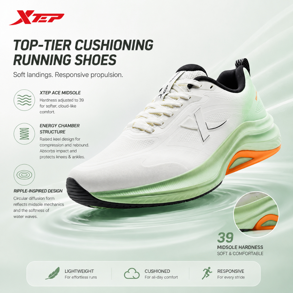 XTEP Sepatu Lari Pria Original Running Shoes Sneakers Olahraga Training Jogging Outdoor Size 39-44