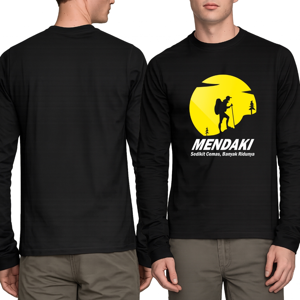 Kaos Pria Pendaki Gunung MENDAKI Lengan Panjang Dewasa Baju Atasan Unisex PakeKaos