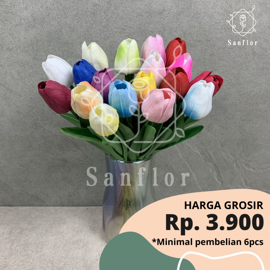 TULIP LATEX K1/ BUNGA ARTIFICIAL/ TANAMAN HIAS PLASTIK/ HIASAN PELAMINAN/ DEKORASI PERNIKAHAN