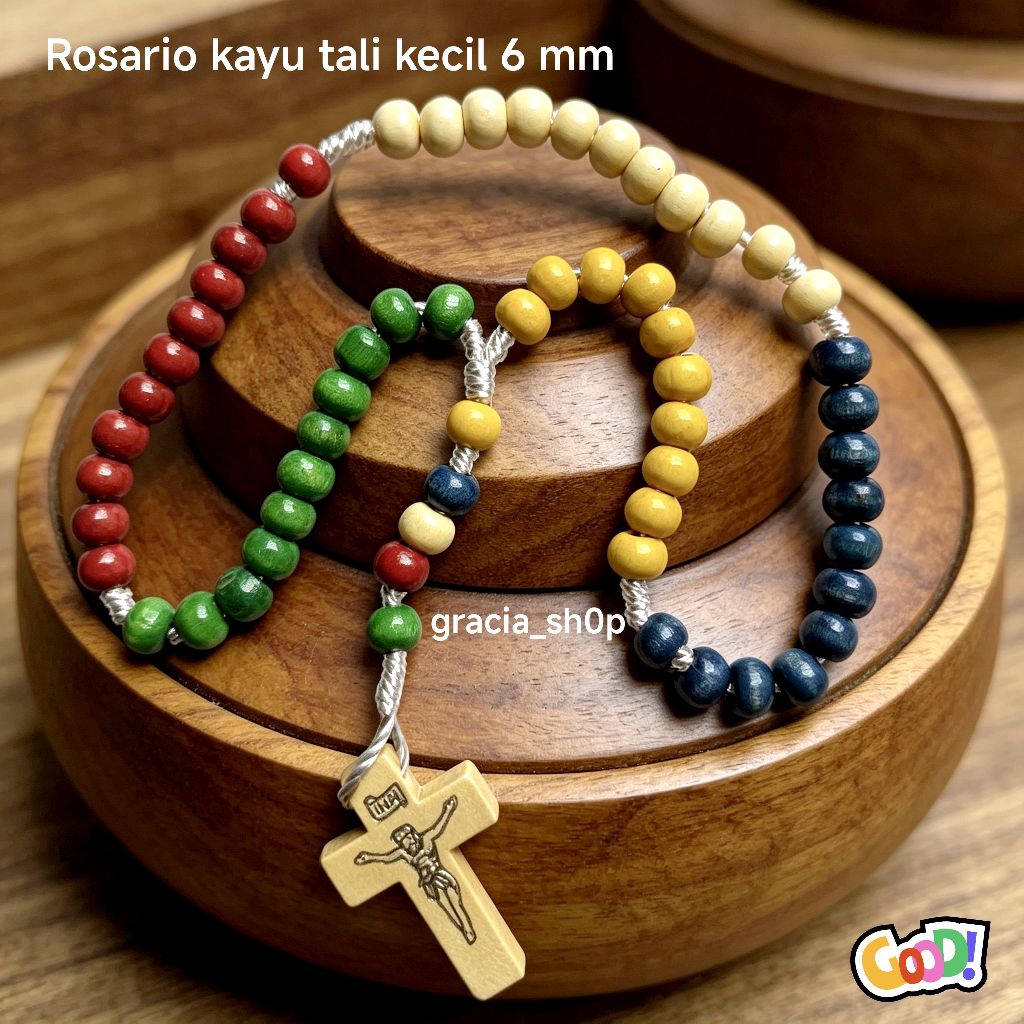 Rosario Lima Benua-Rosario Misioner Kayu Tali 6 mm