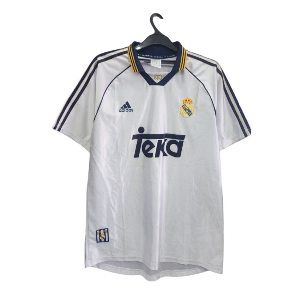 Kaos Piala Dunia Bola Home Jersey Retro Vintage FC Real Madrid Teka 1999-2000