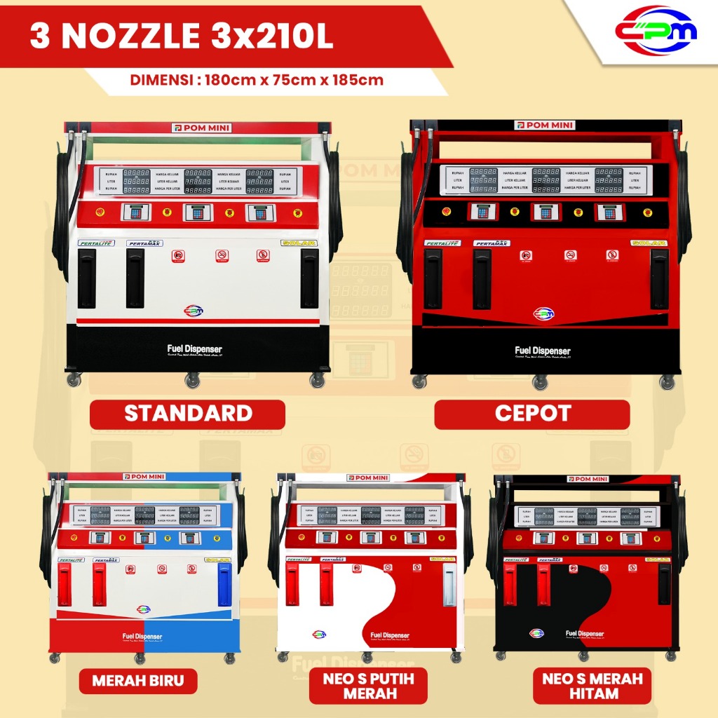 POM MINI - Pertamini Digital 3 Nozzle 3 x 210 Liter