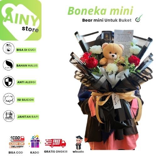 Boneka Bear Mini 13Cm Boneka Buket Teddy Bear Mini