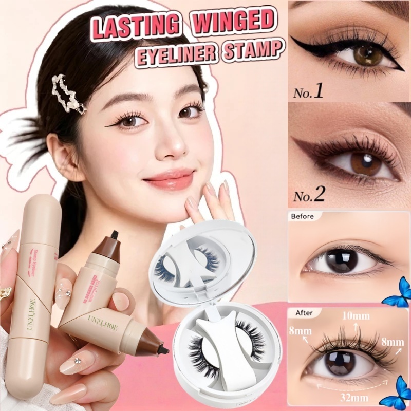 UNELHOE Eyeliner Cap All-in-one Eyeliner Stamp / 2-in-1 Eyeliner Stamp / Waterproof Quick Dry Long-L