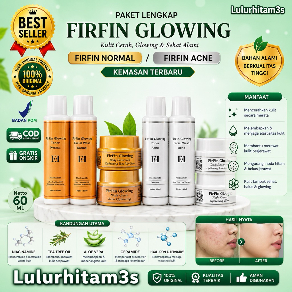 FIRFIN GLOWING KEMASAN BARU /FIRFIN ACNE/FIRFIN NORMAL