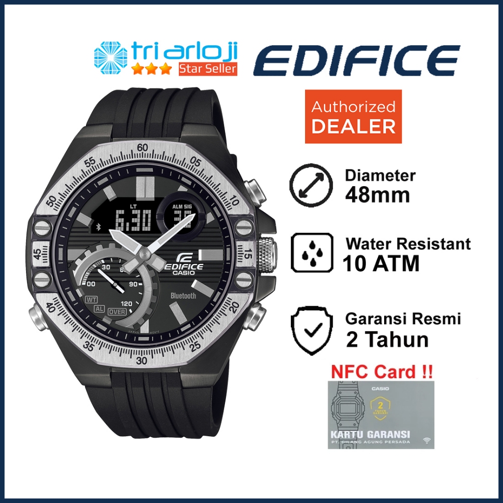 Casio EDIFICE ECB-10TP-1ADF Jam Tangan Pria Bluetooth ECB-10TP-1A ECB10 ECB10TP
