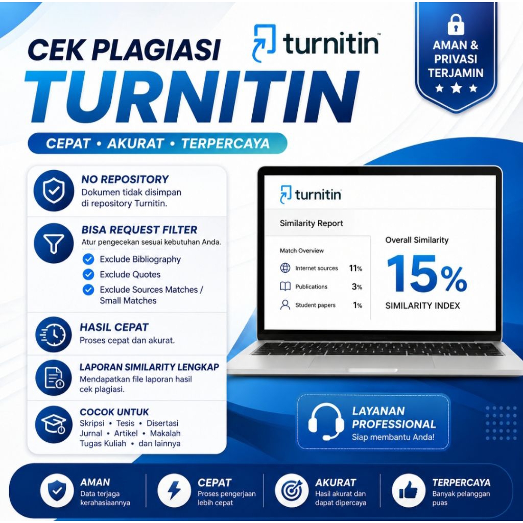 Jasa Cek Plagiasi Turnitin No repository Murah Aman Cepat 24 Jam