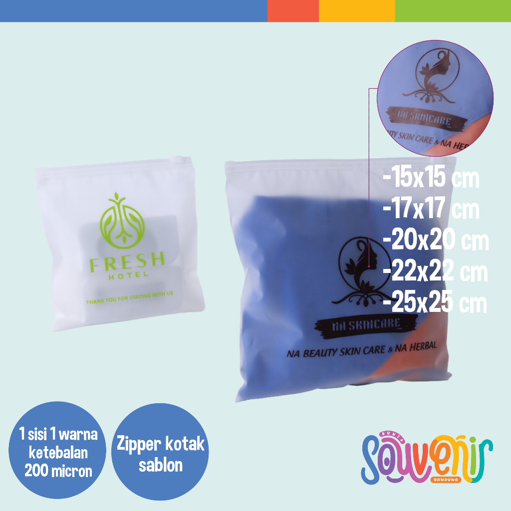 Zipper Bag Custom Desain Sablon Transparan Doff Kotak Organizer Plastik Penyimpanan Ziplock