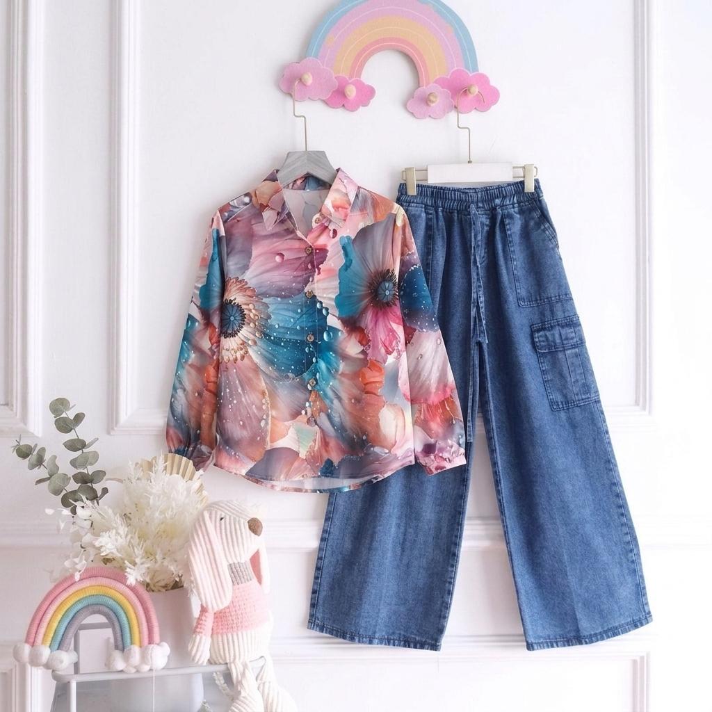 EVERLY SET RAYON KIDS (7thn-15thn) CELANA CARGO RAYON // SETELAN ANAK REMAJA RAYON // ONE SET KIDS R