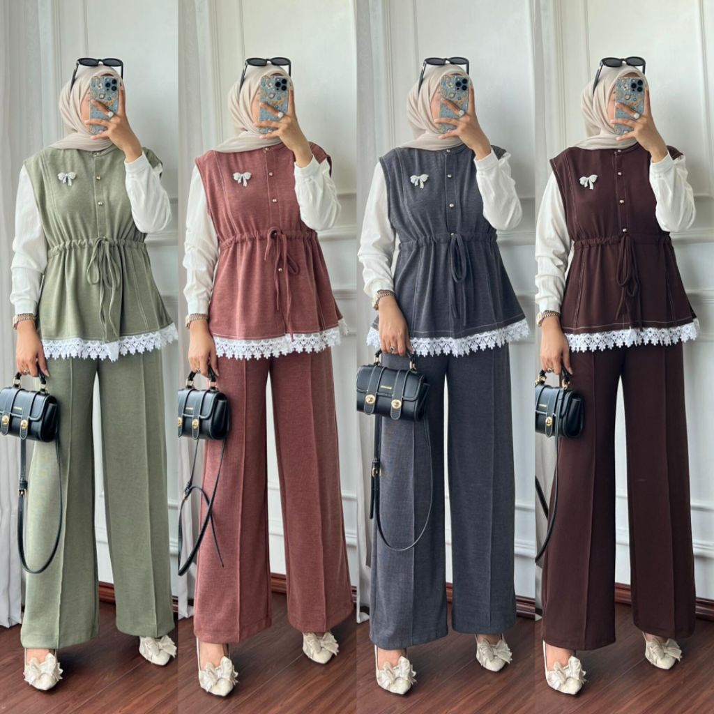 Setelan Celana Vest Knit | Set Vest Knit